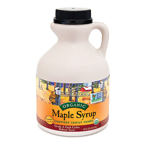 Grade A Dark Color Robust Taste Organic Maple Syrup, 16 oz. Jug
